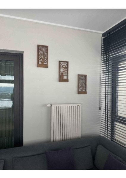 Ledli Masif Panel Üçlü Dekoratif Tablo, 36X18CM, Ev, Antre, Balkon Süs.