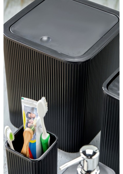 Şık 5 Parça Kare Banyo Takımı, Siyah, Pratik ve Kullanışlı Tasarım modelleri