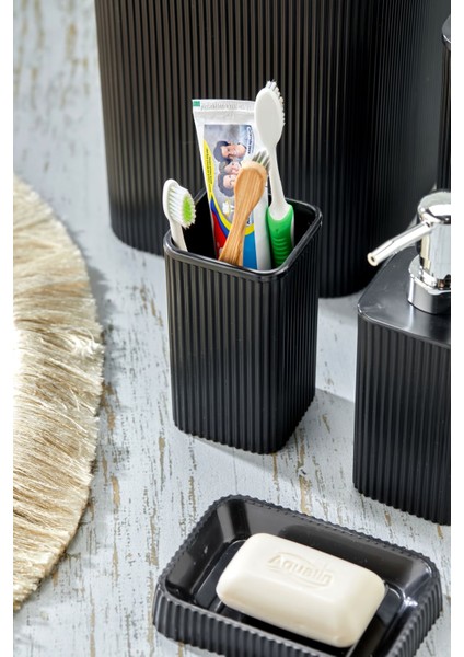 Şık 5 Parça Kare Banyo Takımı, Siyah, Pratik ve Kullanışlı Tasarım indirimleri