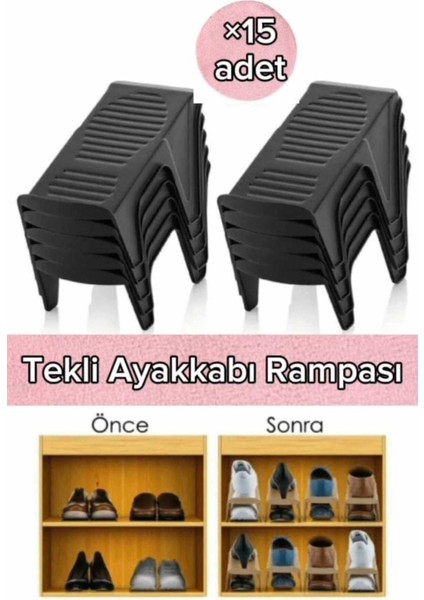 15 Adet Tekli Ayakkabı Rampası Ayakkabı Düzenleyici Dolap Içi Organizer