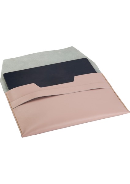 Marka Macbook Air M1-M2-M3-M4 Hakiki Deri Kılıf Pembe Gül Kurusu