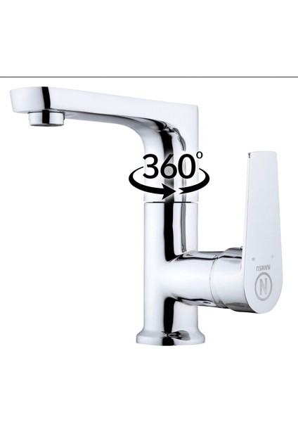 Lavabo Bataryası Krom Banyo Lavabo Musluk Ağır Prinç Gövde Döner Boru Modern Lüks Armatür Gümüş Gri fırsatları