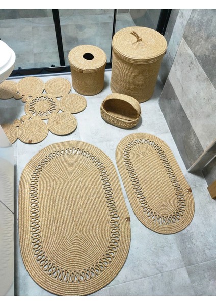 Doğal Jüt Banyo Seti, Paspas, Makyaj Sepeti ve Temizlik Ürünleri modelleri