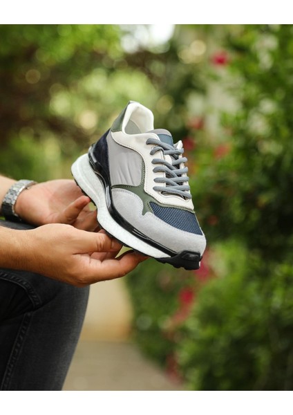 0381 Deri Gri Sneaker Erkek Ayakkabı