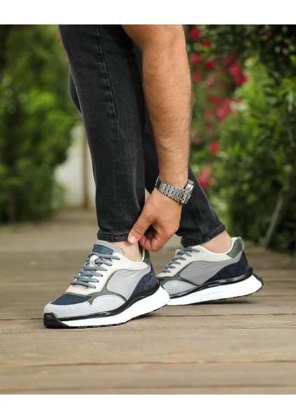 0381 Deri Gri Sneaker Erkek Ayakkabı modelleri