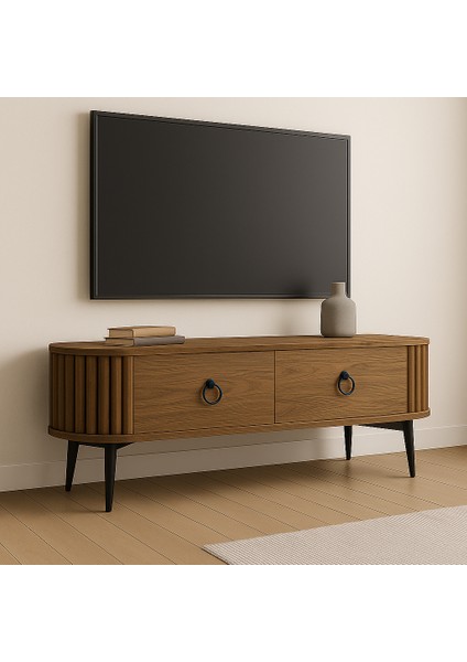 Linea Ovallı Çıtalı Şık ve Fonksiyonel Tasarım Tv Ünitesi