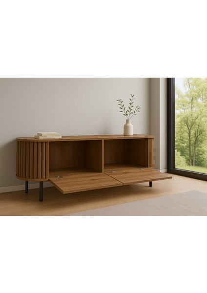 Linea Ovallı Çıtalı Şık ve Fonksiyonel Tasarım Tv Ünitesi modelleri