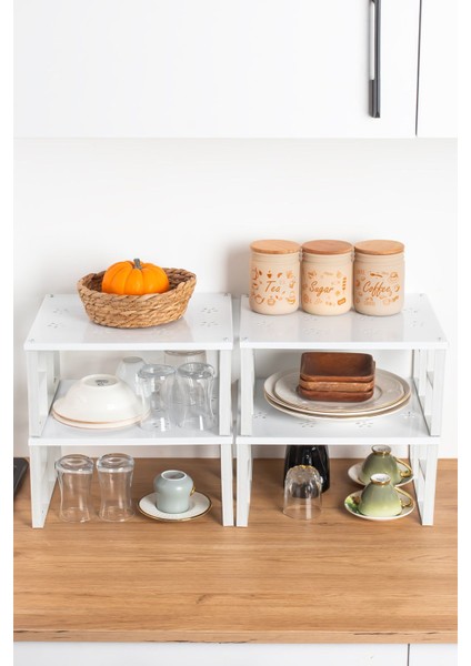 Düzenleyici 4'lü Raf Seti, Dolap Içi ve Tabak, Bardak, Yüksekliği Ayarlanabilir modelleri