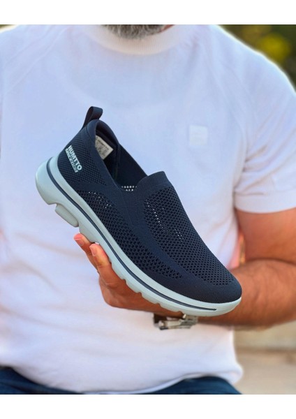 Navy Blue Perge 0391 Keten Air Taban Günlük Erkek Sneaker Ayakkabı