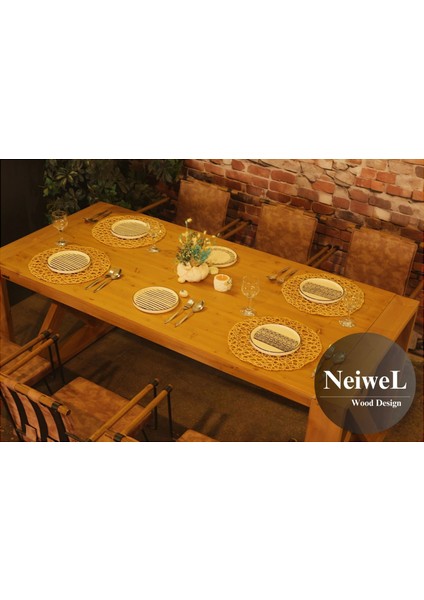 Velmar Doğal Ahşap Yemek MASASI-80CM-200CM(SADECE Masa) fırsatları