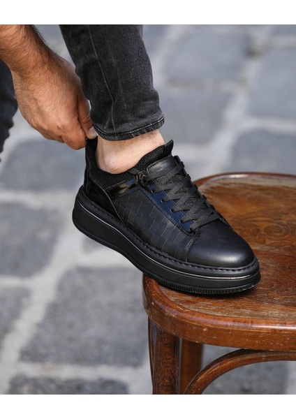 Black Alex 0069 Hakiki Deri Günlük Erkek Sneaker Siyah