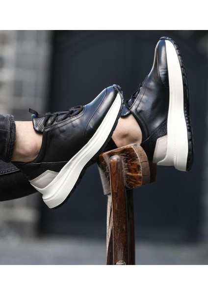 Black Meran 2526 Hakiki Deri Erkek Sneaker Siyah