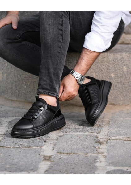 Black Alex 0069 Hakiki Deri Günlük Erkek Sneaker Siyah