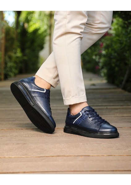 Navy Blue Laven 0395 Hakiki Deri Günlük Erkek Sneaker Ayakkabı indirimleri