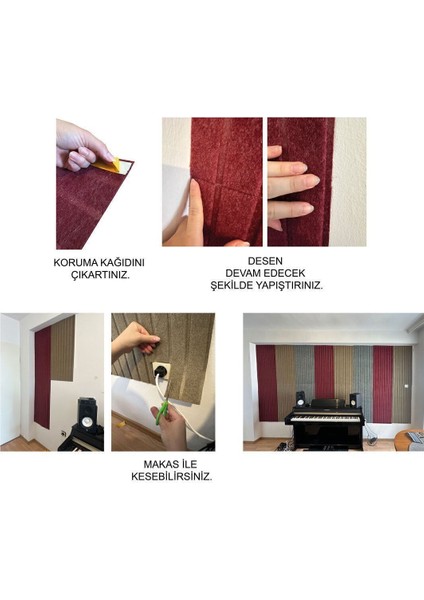 Desenli Keçe Panel, Akustik ve Dekoratif, 45X90 Cm, 2 Adet, Şık ve Hafif Kullanım modelleri