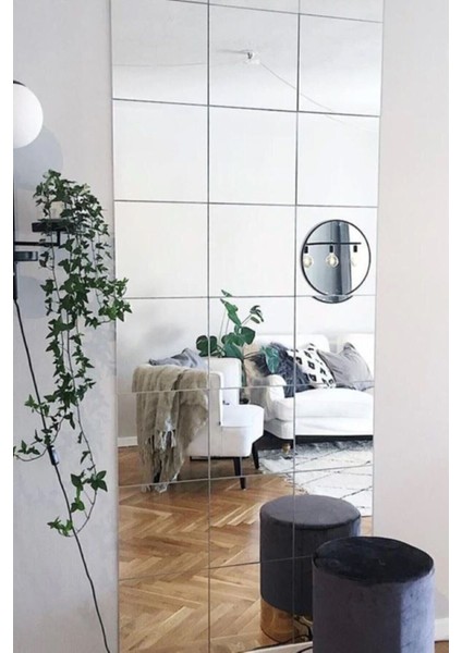 4'lü 20X20 cm Kare Akrilik Plexi Ayna Seti, Kolay Yapışma, Dayanıklı Dekorasyon