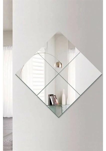 4'lü 20X20 cm Kare Akrilik Plexi Ayna Seti, Kolay Yapışma, Dayanıklı Dekorasyon