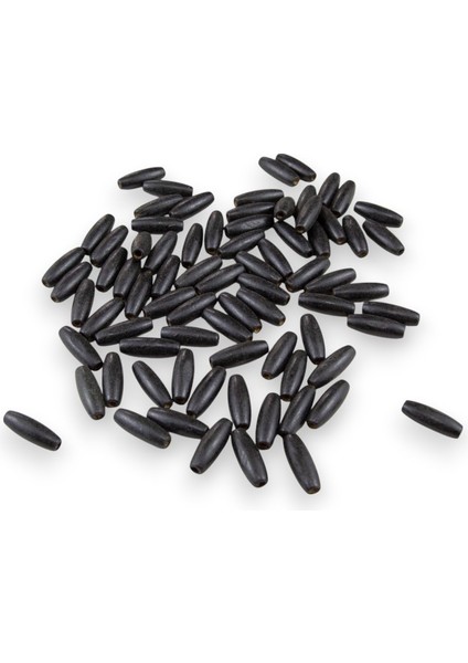 12 mm Siyah (22X6 mm) Ahşap Boncuk 35 gr (70 Adet)