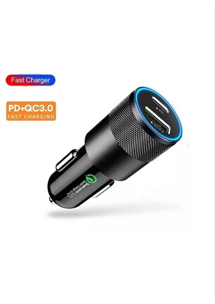 Araç Çakmaklık Hızlı Şarj Aleti iPhone Ve Android Uyumlu Type-c Ve Usb Girişli