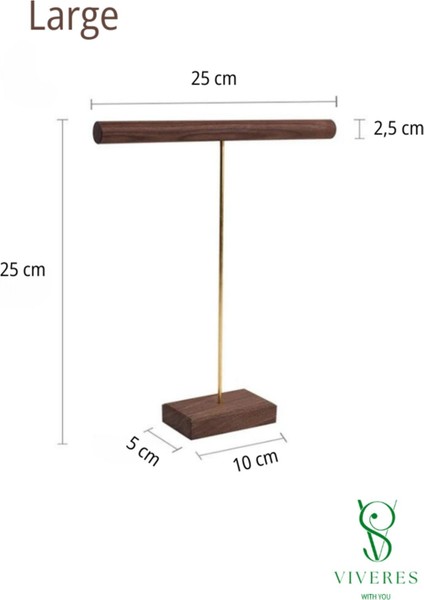 3'lü Ceviz Rengi Takı Düzenleyici, Dekoratif Kolye Askısı ve Standı