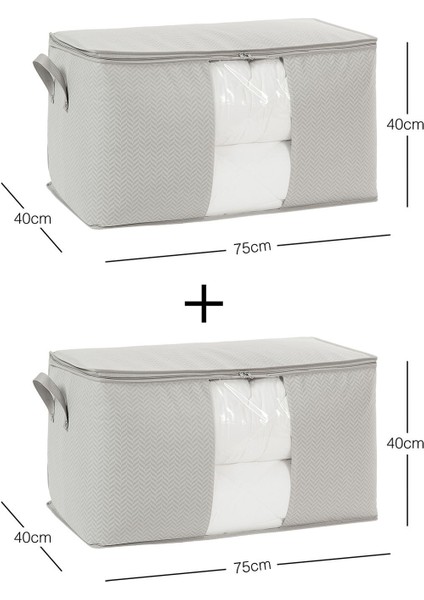 Gri Balıksırtı Pencereli Yastık Yorgan Kazak Seti 75X40X40, 2 Adet modelleri