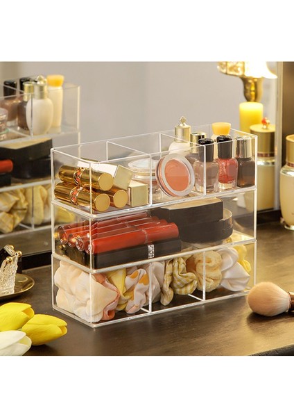 Şeffaf Makyaj Organizeri, Çekmece İçi Düzenleyici, 2'li Takım, Pratik ve Şık Kullanım