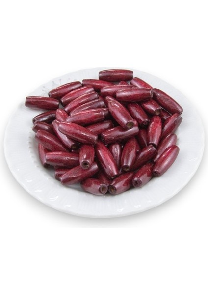 12 mm Arpa Koyu Bordo (22X6 mm) Ahşap Boncuk 35 gr (70 Adet) fiyatları