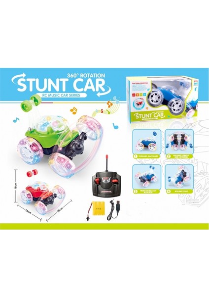 Sesli Işıklı Stunt Car Akrobat Araba Büyük Boy 18 cm Şarjlı Çılgın Akrobat Araba