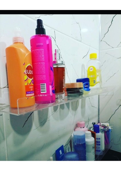 50X10 cm Şeffaf Mutfak ve Banyo Dekoratif Raf, Şık ve Fonksiyonel Kullanım Sağlar