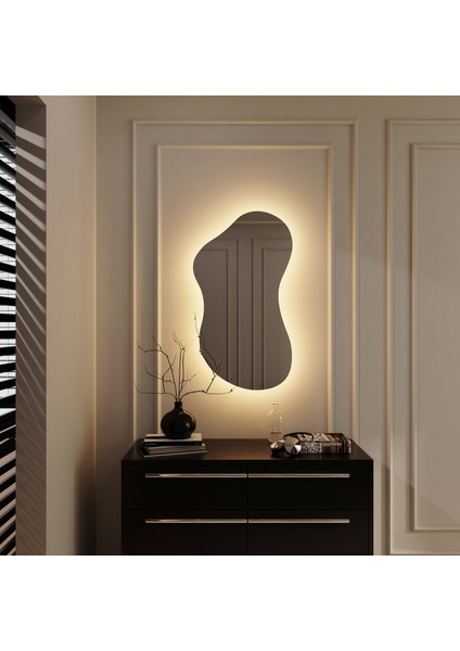 Serbest Form LED Banyo Aynası – Asimetrik Sıcak Işıklı Ayna (AYP193-L) fiyatları