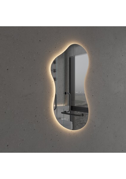 Serbest Form LED Banyo Aynası – Asimetrik Sıcak Işıklı Ayna (AYP193-L) modelleri