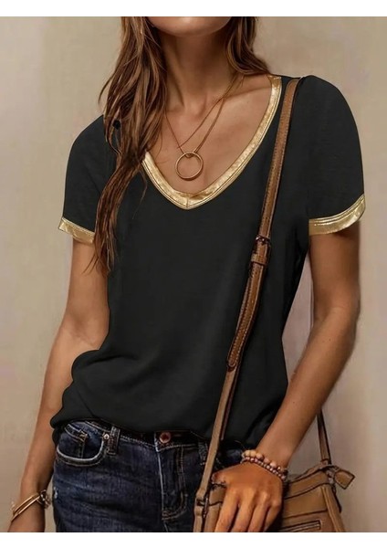 Kadın Kısa Kollu V Yakalı Viskon Bluz fiyatları