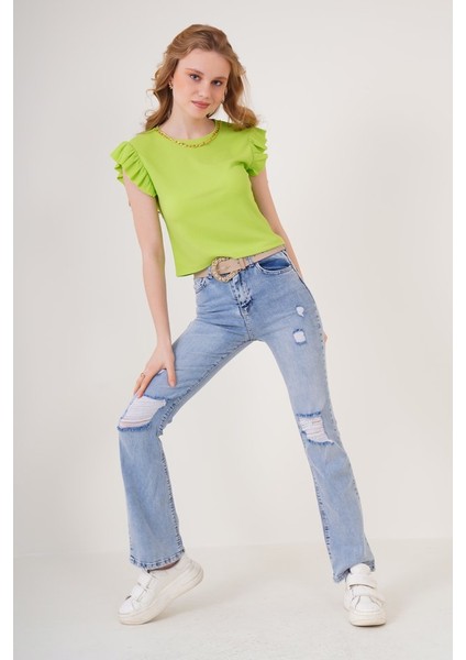AYDOGANTICARET44 0430 Örme Bluz - E.yeşil