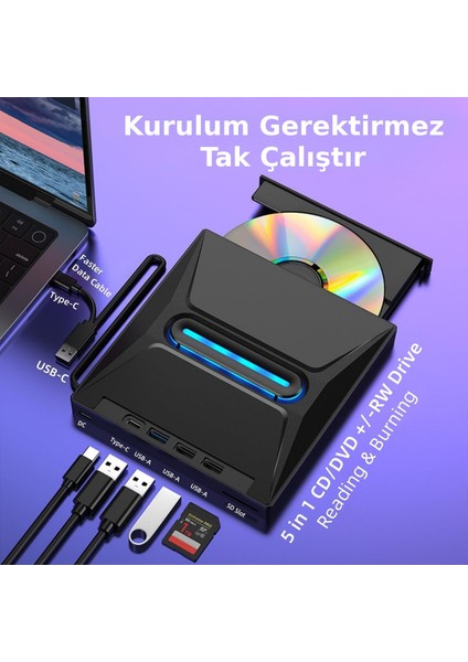 USB 3.0 Harici External CD DVD Okuyucu Yazıcı LED USB Hub Tf Sd Kart Okuyucu Çoğaltıcı fiyatları