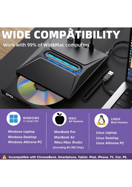 USB 3.0 Harici External CD DVD Okuyucu Yazıcı LED USB Hub Tf Sd Kart Okuyucu Çoğaltıcı fırsatları