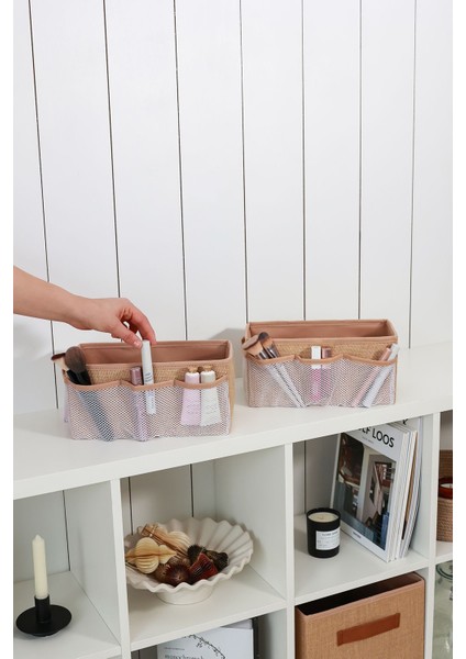 2'li Jüt Kozmetik Düzenleyici Seti, Makyaj ve Bakım Ürünleri Organizeri fiyatları