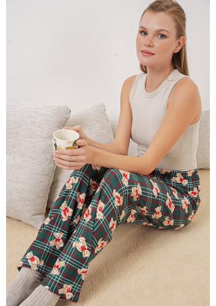 AYDOGANTICARET44 4323 Desenli Pijama Altı - Zümrüt Yeşili