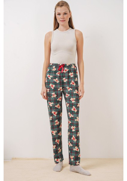 AYDOGANTICARET44 4323 Desenli Pijama Altı - Zümrüt Yeşili