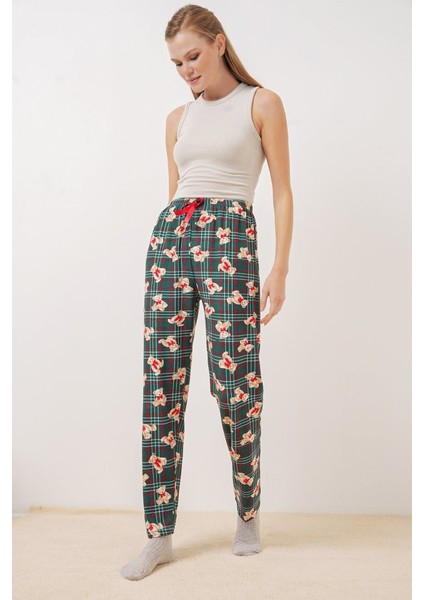 AYDOGANTICARET44 4323 Desenli Pijama Altı - Zümrüt Yeşili