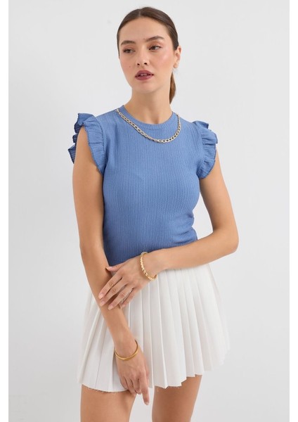 AYDOGANTICARET44 0430 Örme Bluz - Indigo