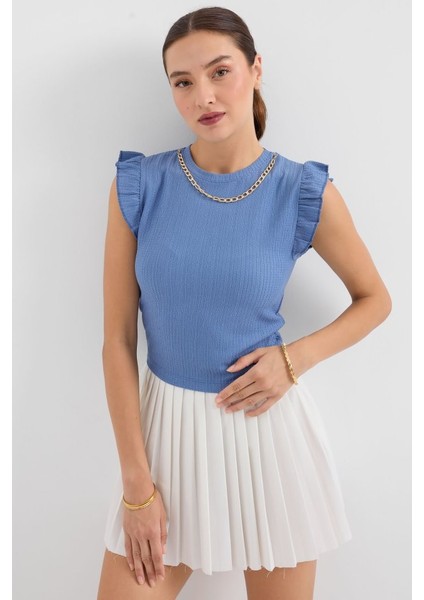 AYDOGANTICARET44 0430 Örme Bluz - Indigo