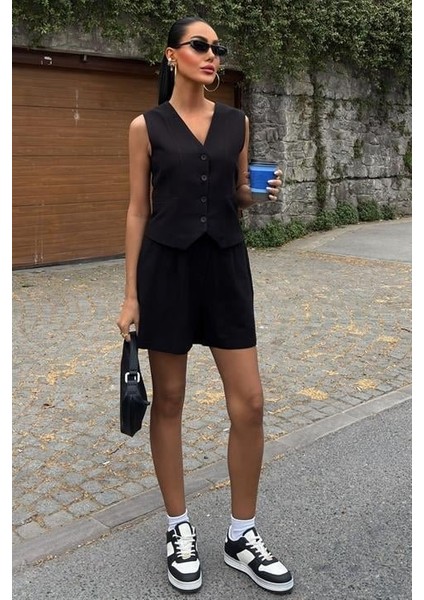 AYDOGANTICARET44 Yelek Şort Flamlı Keten Takım 10133-17 modelleri