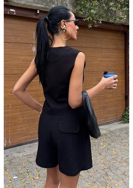 AYDOGANTICARET44 Yelek Şort Flamlı Keten Takım 10133-17