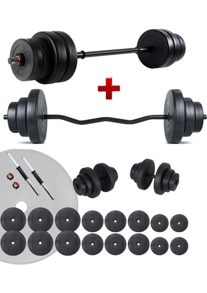 108 kg Z Bar Halter Seti ve Dambıl Seti Ağırlık Fitness Seti