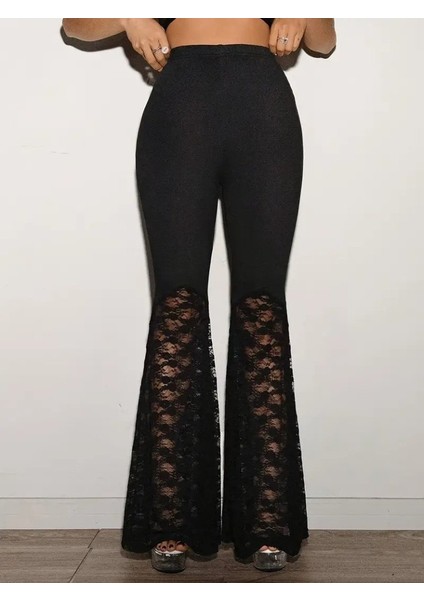 Kadın Yüksek Bel Dantel Detaylı Dalgıç Pantolon indirimleri