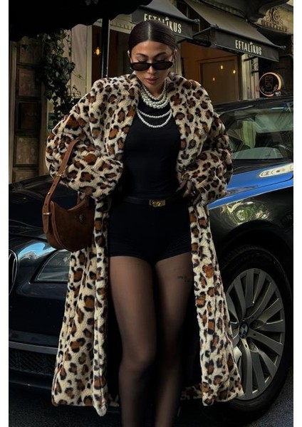 Leopar Desenli Içi Astarlı Peluş Kaban 7065 fırsatları