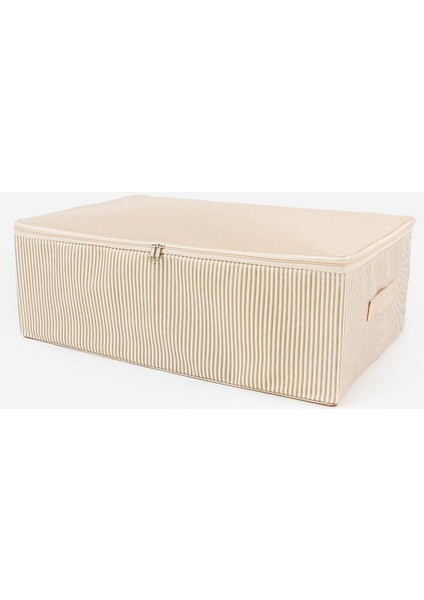 6'lı Büyük Boy Krem Çizgi Desenli Baza Altı Düzenleyici Hurç Seti 60X40X20 cm fırsatları