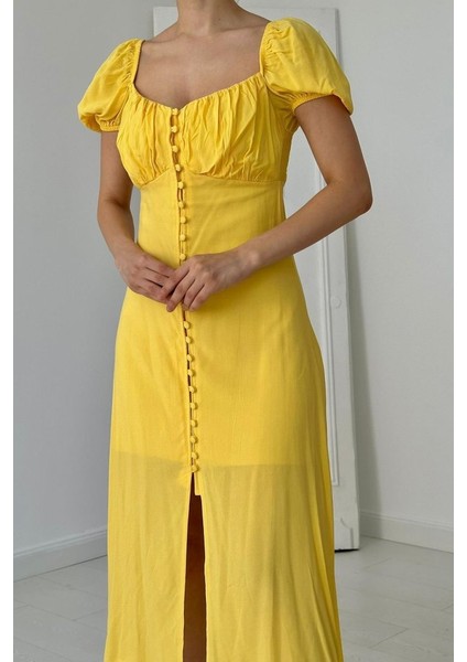 Sarı Prenses Yaka Elbise