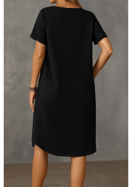 AYDOGANTICARET44 Kadın Kısa Kollu Kayık Yaka Bürümcük Elbise fiyatları