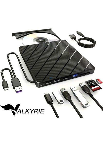 Harici CD DVD Okuma Yazma USB 3.0 Hub Çok Amaçlı External Drive Tf Sd Kart Okuyucu 8in1